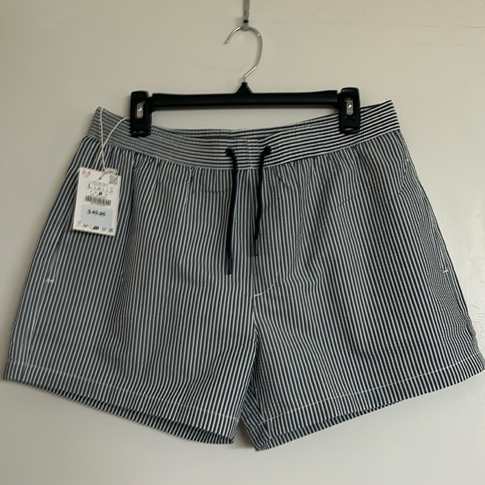Zara Seersucker Striped Swim Trunks (brand new)